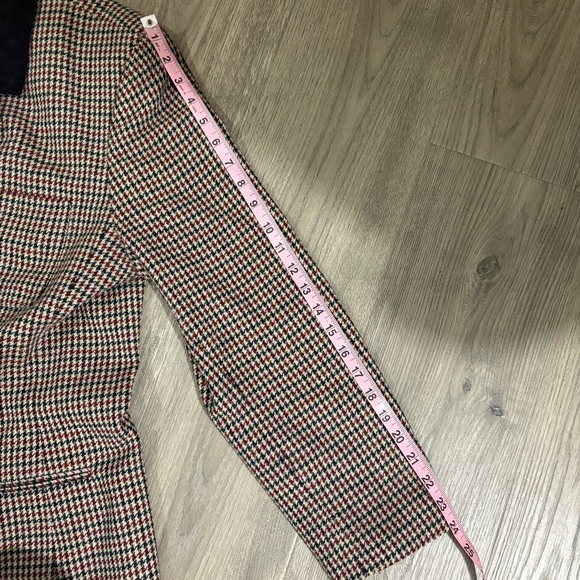 Vtg Norton McNaughton Womens 16 Black White Red Houndstooth Blazer Jacket Velvet - Picture 8 of 11
